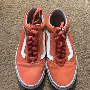 Coral High-Top Sneakers with White Accents
